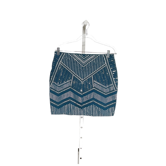 Express Blue and Silver Sequin Skirt - Picture 1 of 4